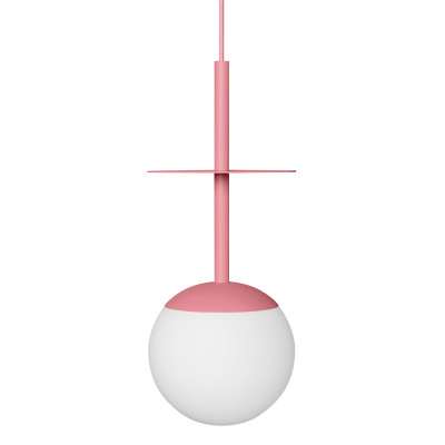 Sufitowa lampa wisząca PLAAT A różowa lampa z dyskiem i szklanym kloszem UMMO 24h