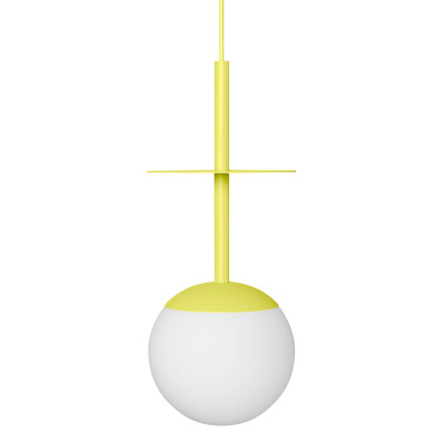 Sufitowa lampa wisząca PLAAT A żółta lampa z dyskiem i szklanym kloszem UMMO