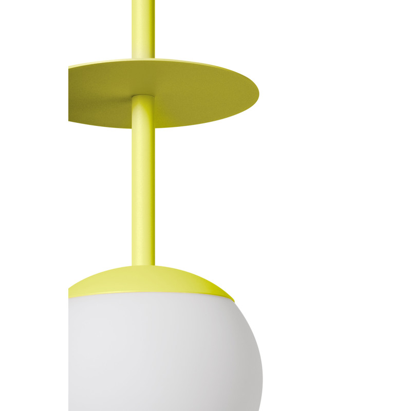 PLAAT A yellow ceiling pendant lamp with disc and glass shade UMMO