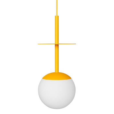 PLAAT A melon yellow ceiling pendant lamp with disc and glass shade UMMO 24h