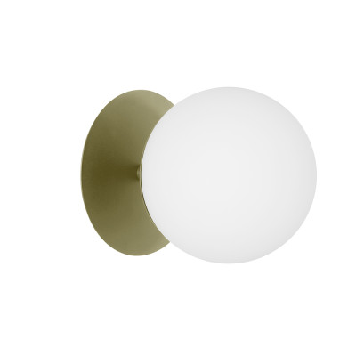 Olive wall lamp PLAAT C sconce with disc and glass shade IP44 UMMO 24h