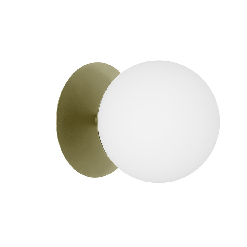 Olive wall lamp PLAAT C sconce with disc and glass shade IP44 UMMO 24h