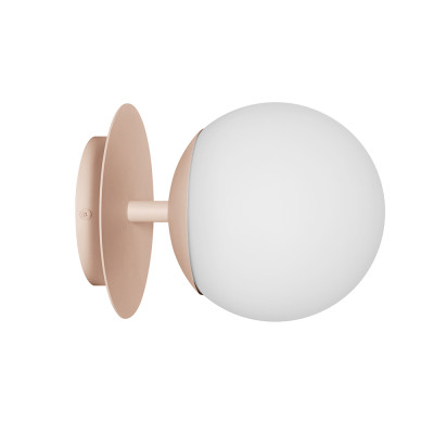 Beige wall lamp PLAAT C sconce with disc and glass shade UMMO 24h