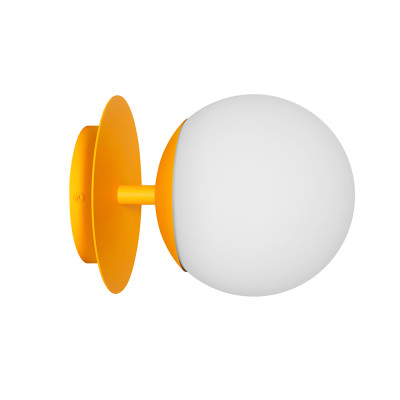 Melon yellow wall lamp PLAAT C sconce with disc and glass shade UMMO 24h