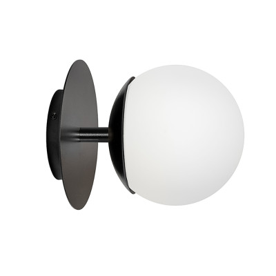 Black PLAAT C wall light with disc and glass shade – UMMO
