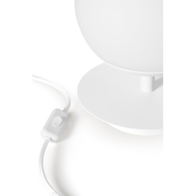 White table lamp PLAAT ST white standing lamp with disk and glass shade UMMO