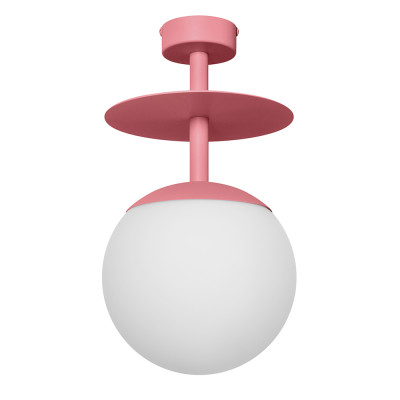 Różowa lampa przysufitowa PLAAT B plafon z dyskiem i szklanym kloszem UMMO 24h