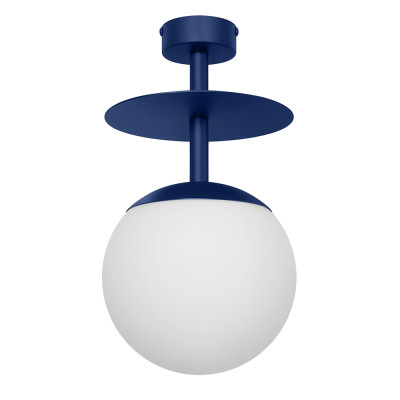 Granatowa lampa przysufitowa PLAAT B plafon z dyskiem i szklanym kloszem UMMO