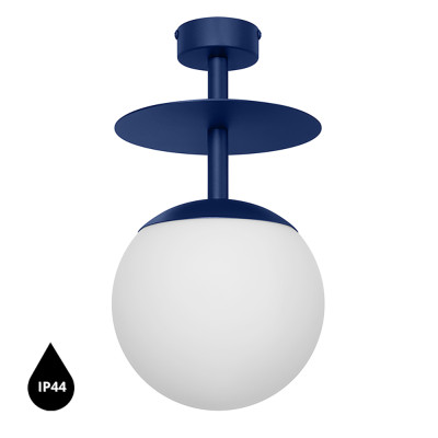 Navy blue ceiling lamp PLAAT B plafond with disk and glass shade IP44 UMMO