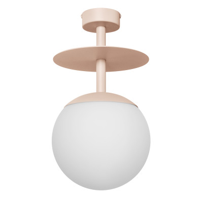Beżowa lampa przysufitowa PLAAT B plafon z dyskiem i szklanym kloszem UMMO 24h