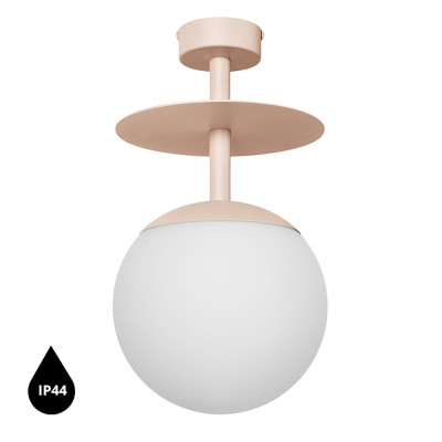 Beige ceiling lamp PLAAT B plafond with disk and glass shade IP44 UMMO 24h