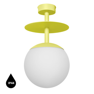 Yellow ceiling lamp PLAAT B plafond with disk and glass shade IP44 UMMO