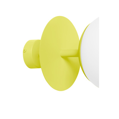 Żółta lampa przysufitowa PLAAT B plafon z dyskiem i szklanym kloszem z podwyższoną szczelnością IP44 UMMO