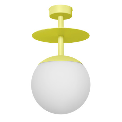 Żółta lampa przysufitowa PLAAT B plafon z dyskiem i szklanym kloszem UMMO