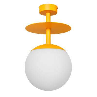 Melon yellow ceiling lamp PLAAT B plafond with disk and glass shade UMMO 24h