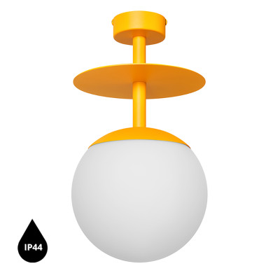 Melon yellow ceiling lamp PLAAT B plafond with disk and glass shade IP44 UMMO 24h