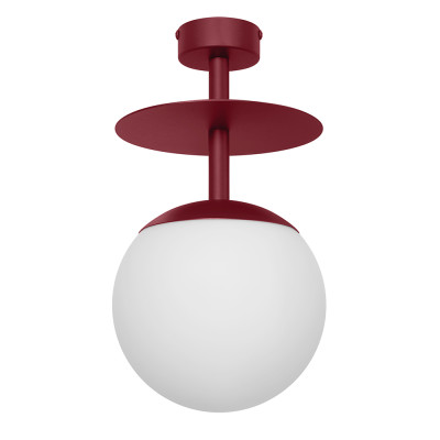 Burgundowa lampa przysufitowa PLAAT B plafon z dyskiem i szklanym kloszem UMMO 24h