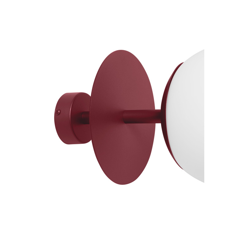 Burgundy ceiling lamp PLAAT B plafond with disk and glass shade IP44 UMMO 24h
