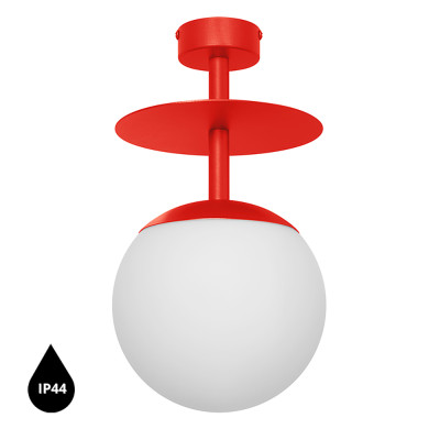 Red and orange ceiling lamp PLAAT B plafond with disk and glass shade IP44 UMMO 24h