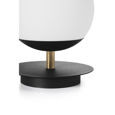 Black PLAAT ST table lamp with disc, glass shade and brass detail – UMMO