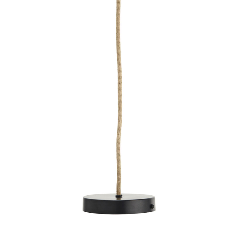 Lampa wisząca boho Jute Net z kloszem w oplocie z czarnej juty Madam Stoltz