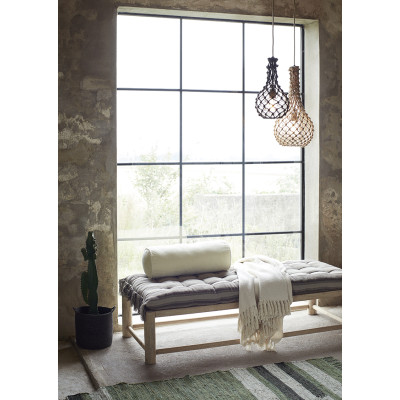 Lampa wisząca boho Jute Net z kloszem w oplocie z czarnej juty Madam Stoltz