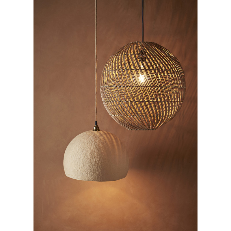 Rattan boho pendant lamp with round rattan shade Madam Stoltz