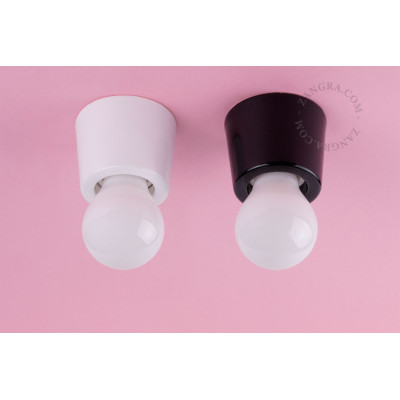 Porcelain ceiling lamp, wall lamp Annie E27 black Zangra