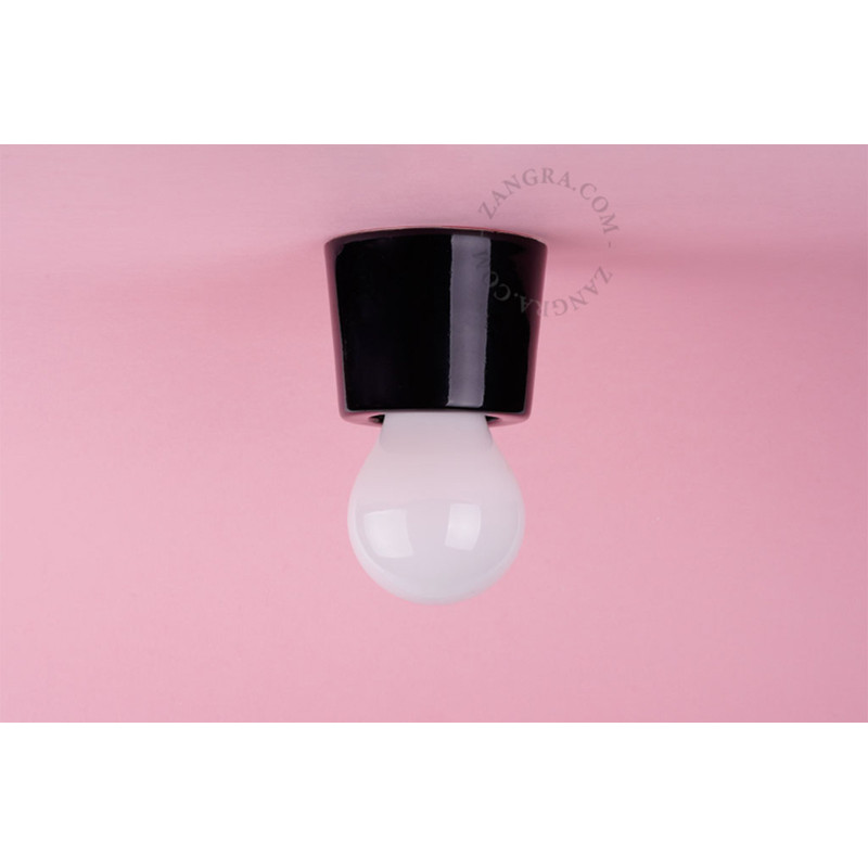 Porcelain ceiling lamp, wall lamp Annie E27 black Zangra