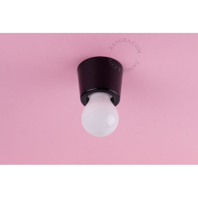 Porcelain ceiling lamp, wall lamp Annie E27 black Zangra