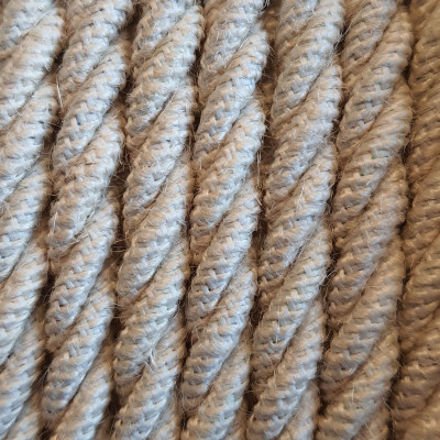 Jasnobeżowy kabel skręcany w oplocie jutowym bielonym J04 trzyżyłowy 3x1x1,5mm2 Kolorowe Kable