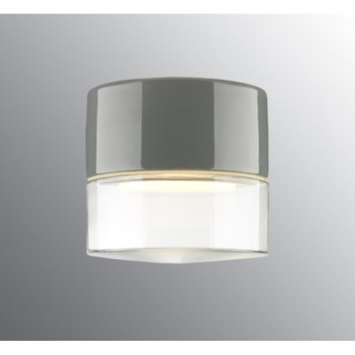 Ifö Electric Aton Giza Grey Porcelain Ceiling and Wall Light IP44 with Clear Glass Shade