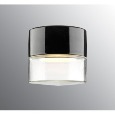 Ifö Electric Aton Giza Black Porcelain Ceiling and Wall Light IP44 with Clear Glass Shade