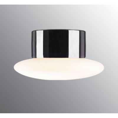 Ifö Electric Aton Cairo Black Porcelain Ceiling and Wall Light IP44 with Frosted Glass Shade