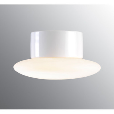 White Ceiling and Wall Light Aton Cairo LED 8 W 3000 K 800 lm Porcelain Light IP44 with Opal Glass Shade Ifö Electric