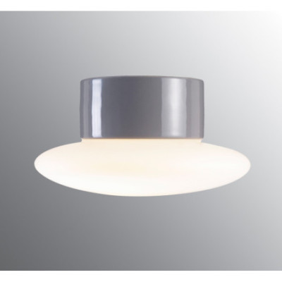 Grey Ceiling and Wall Light Aton Cairo LED 8 W 3000 K 800 lm Porcelain Light IP44 with Opal Glass Shade Ifö Electric