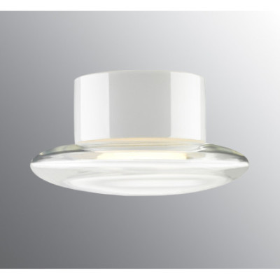 Ifö Electric Aton Cairo White Porcelain Ceiling and Wall Light IP44 with Clear Glass Shade