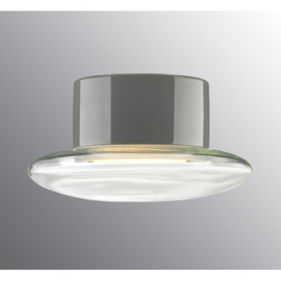 Ifö Electric Aton Cairo Grey Porcelain Ceiling and Wall Light IP44 with Clear Glass Shade