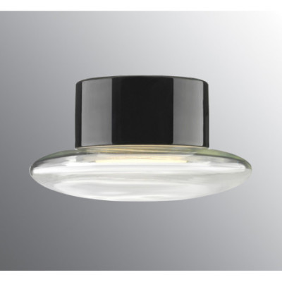 Ifö Electric Aton Cairo Black Porcelain Ceiling and Wall Light IP44 with Clear Glass Shade