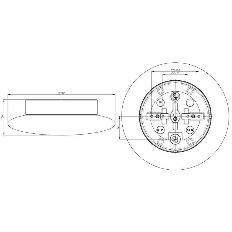 White Ceiling and Wall Light Aton Cairo Medium LED 12 W 2700 K 1300 lm Porcelain Light IP44 with Opal Glass Shade Ifö Electric