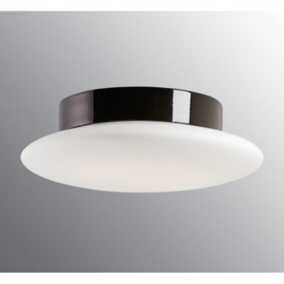 Black Ceiling and Wall Light Aton Cairo Medium LED 12 W 3000 K 1350 lm Porcelain Light IP44 with Opal Glass Shade Ifö Electric