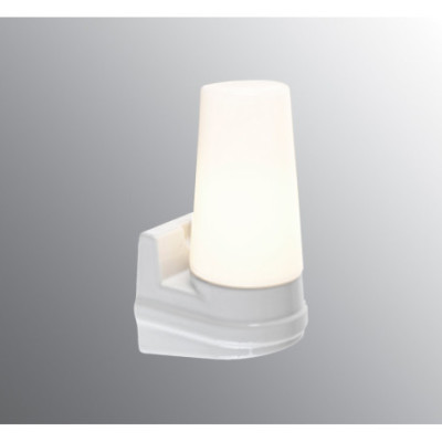 White Wall Light Bernadotte E14 max. 40 W, Porcelain Light IP44 with Opal Glass Shade Ifö Electric