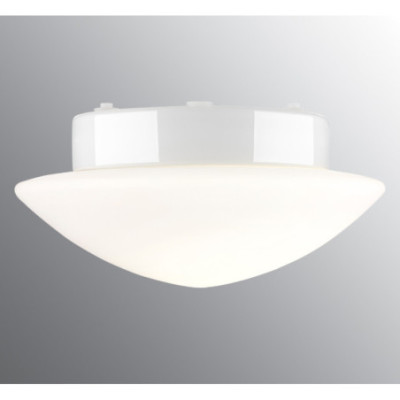 White Ceiling and Wall Light Contrast Solhem Sauna E27, max. 40 W/60 W, Porcelain Light IP44 with Opal Glass Shade Ifö Electric