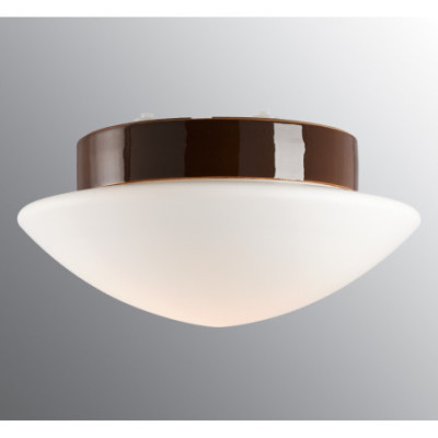 Brown Ceiling and Wall Light Contrast Solhem Sauna E27, max. 40 W/60 W, Porcelain Light IP44 with Opal Glass Shade Ifö Electric