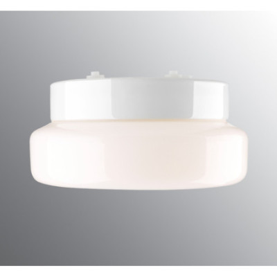 Biała lampa sufitowa, ścienna Classic Sauna E27,max 40W/60W, porcelanowa oprawa IP44 z mlecznym kloszem Ifö Electric
