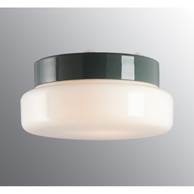 Szara lampa sufitowa, ścienna Classic Sauna E27,max 40W/60W, porcelanowa oprawa IP44 z mlecznym kloszem Ifö Electric