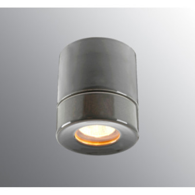 Szara lampa sufitowa Light On Downlight Sauna GU10, max 35W, porcelanowa oprawa IP44 Ifö Electric