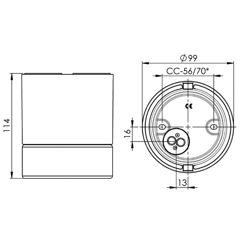 Brązowa lampa sufitowa Light On Downlight Sauna GU10, max 35W, porcelanowa oprawa IP44 Ifö Electric