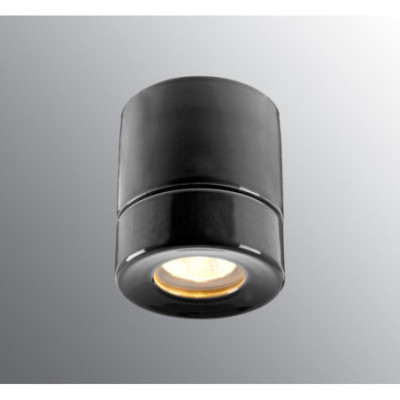 Czarna lampa sufitowa Light On Downlight Sauna GU10, max 35W, porcelanowa oprawa IP44 Ifö Electric