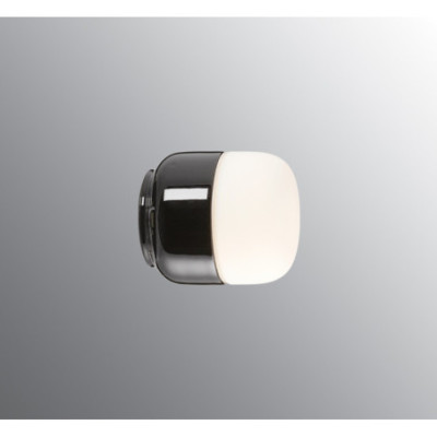 Black Wall Light Sauna Ohm 100/110, G9 max. 25 W, Porcelain Light IP44 with Opal Glass Shade Ifö Electric